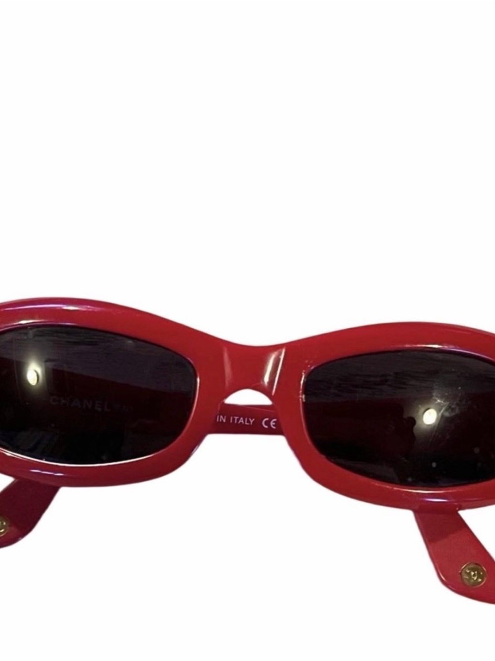 Vintage CHANEL Quilted Red Sunglasses 1990s